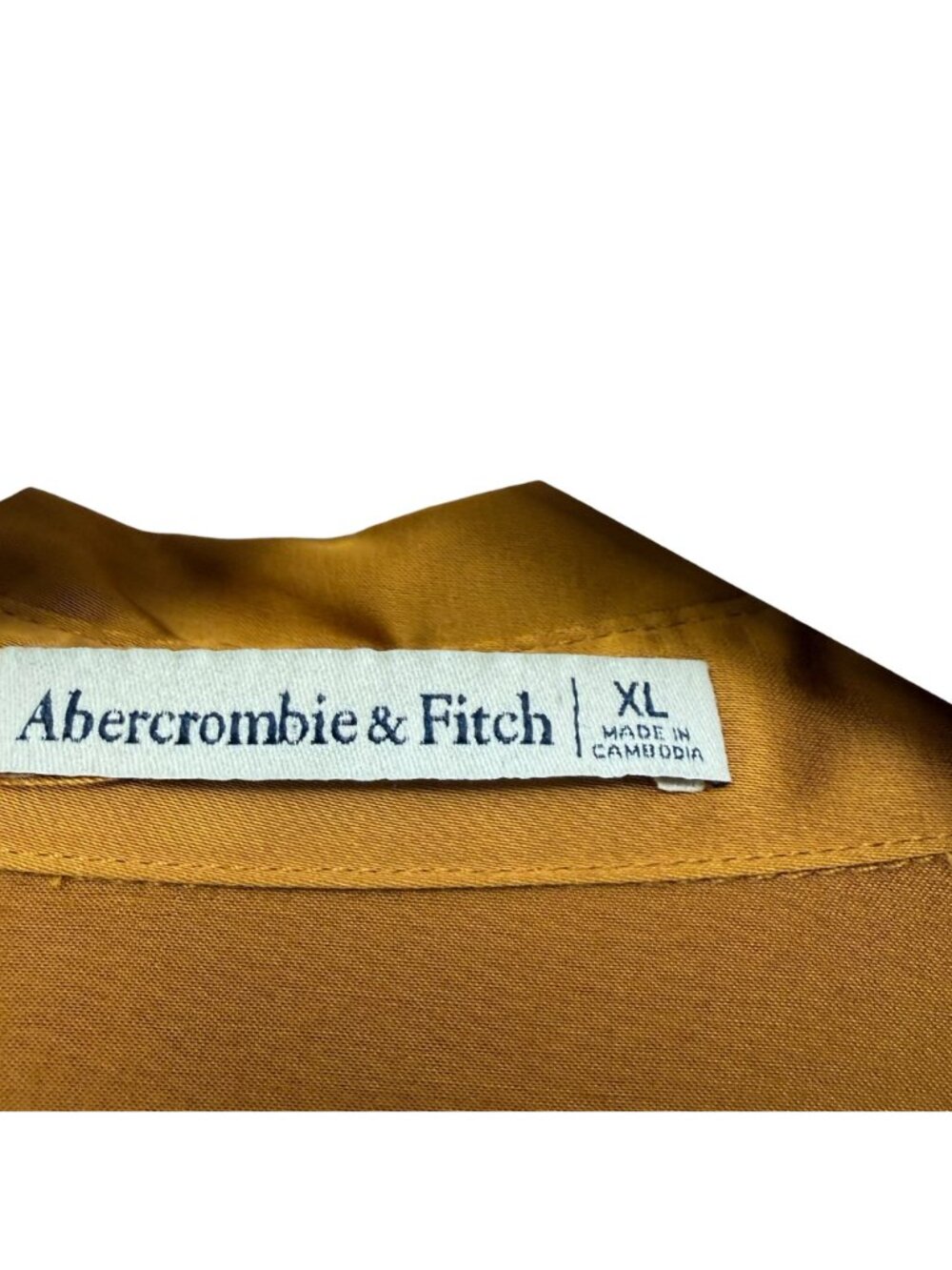 Abercrombie & Fitch Satin Blouse XL Golden Brown Button Up Womens Top - Picture 4 of 9